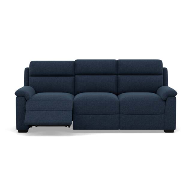 Eldon 3 Seater Power Recliner - 2.5 Seater Sofa 2 Power Recliners Fabric - Power Recliner Power Footrest Headrest & USB - FAB-MIL-303 NAVY - image 1