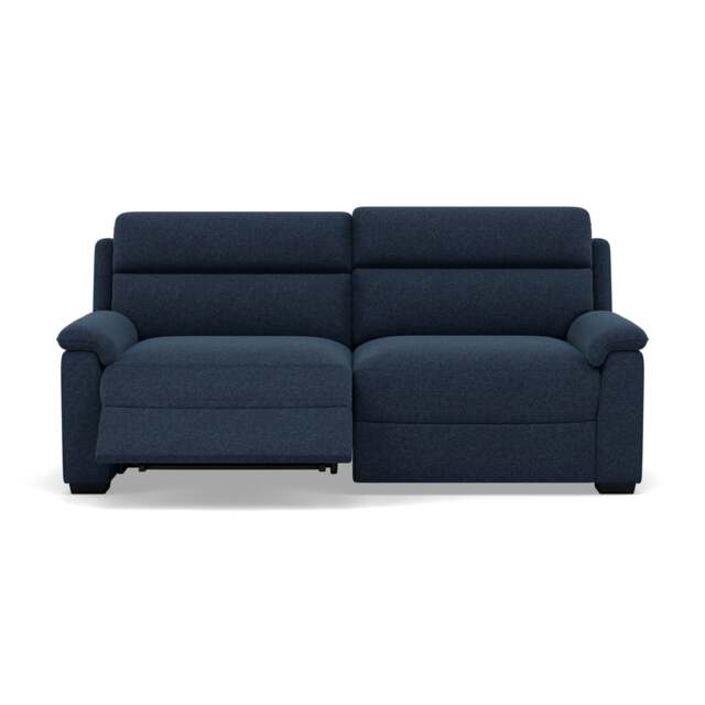 Eldon 3 Seater Power Recliner - 2.5 Seater Sofa 2 Power Recliners Fabric - Power Recliner Power Footrest Headrest & USB - FAB-MIL-303 NAVY - image 1