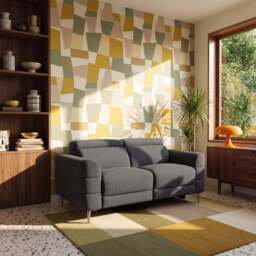 Hoy 2 Seater Sofa - 2 Str Static W/Manual Headrest Fabric - KB-1285-UK Darwin Ivory - thumbnail 2