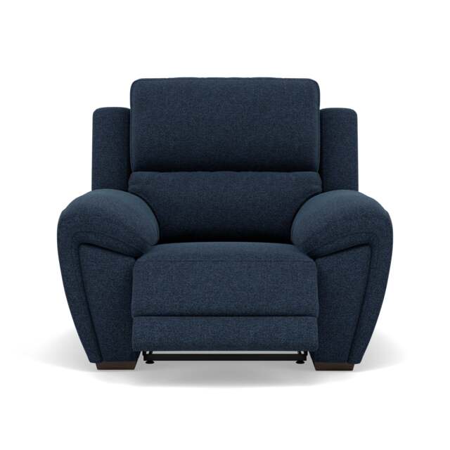 Echo Recliner Armchair - Power Recliner Chair Lumber Support Fabric - Power With Power Headrest Footrest Lumbar & USB - FAB-MIL-303 NAVY - image 1