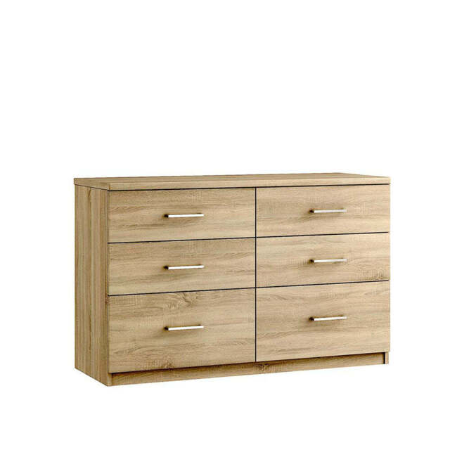 Modena 6 Drawer Twin Cabinet - 6 Drawer Twin Chest - Bardolino Oak - image 1