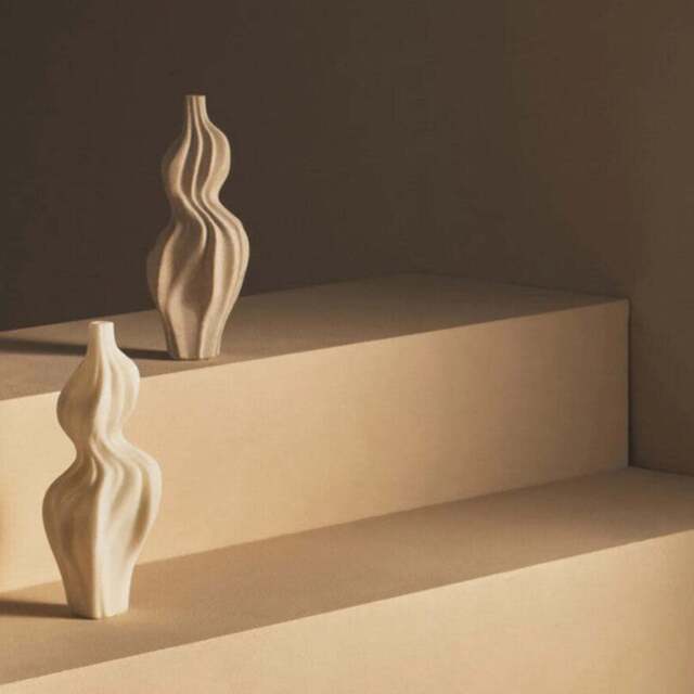 Broc White Marble Effect Organic Twist Vase - Broc White Marble Effect Organic Twist Vase - image 1