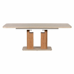 Axis 160/200cm Extending Dining Table - 160/200cm Extending Dining Table Travertine Effect / Oak - thumbnail 4