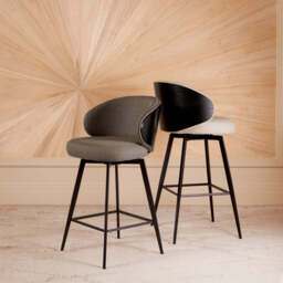 Eichholtz Camerota Swivel Bar Stool Scalea Sand  Black Wooden Back & Legs  - Swivel Bar Stool Scalea Sand  Black Wooden Back - thumbnail 2