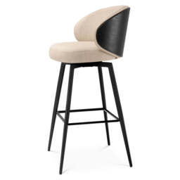 Eichholtz Camerota Swivel Bar Stool Scalea Sand  Black Wooden Back & Legs  - Swivel Bar Stool Scalea Sand  Black Wooden Back - thumbnail 5