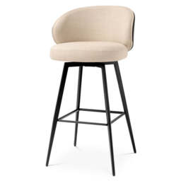 Eichholtz Camerota Swivel Bar Stool Scalea Sand  Black Wooden Back & Legs  - Swivel Bar Stool Scalea Sand  Black Wooden Back