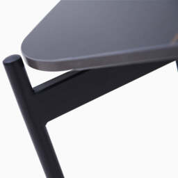 Rocco Black and Gold Nest of Tables - Nest of Table Black & Gold Ceramic Top / Black Powder Coated Metal Legs - thumbnail 7