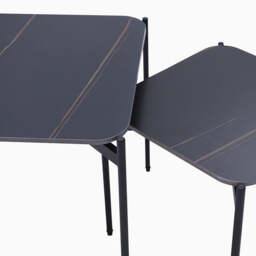 Rocco Black and Gold Nest of Tables - Nest of Table Black & Gold Ceramic Top / Black Powder Coated Metal Legs - thumbnail 6