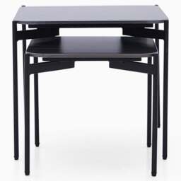 Rocco Black and Gold Nest of Tables - Nest of Table Black & Gold Ceramic Top / Black Powder Coated Metal Legs - thumbnail 3