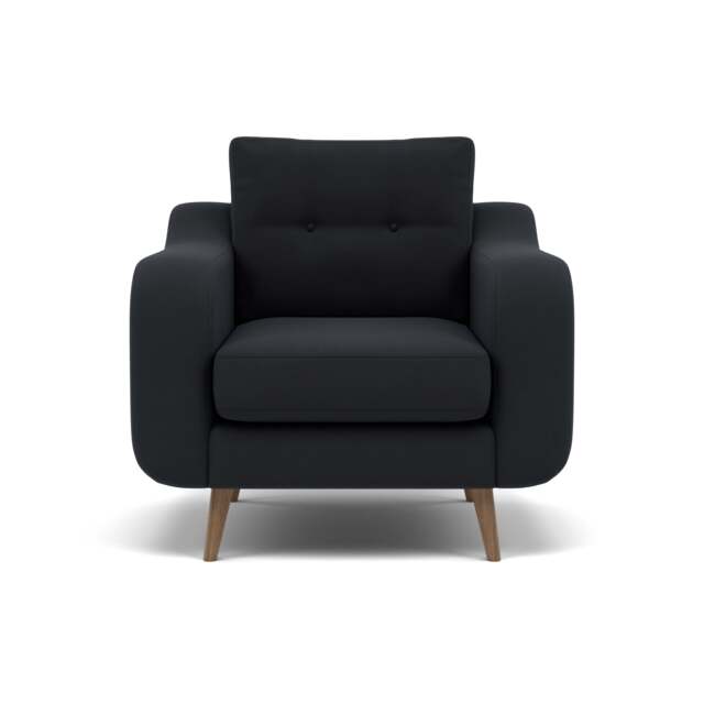 Phoebe Armchair - Chair Grade B - Plush Velvet Charcoal / Weathered Oak - image 1