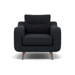 Phoebe Armchair - Chair Grade B - Plush Velvet Charcoal / Weathered Oak - thumbnail 1