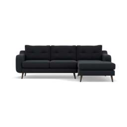Phoebe Large Chaise Sofa - Large Chaise Sofa RHF Standard Back Grade B - Right Hand Facing - Plush Velvet Charcoal / American Walnut - thumbnail 1