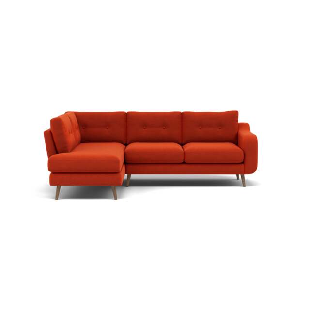Phoebe Corner Sofa - Corner Group LHF Grade B - Left Hand Facing - Plush Velvet Paprika / Weathered Oak - image 1