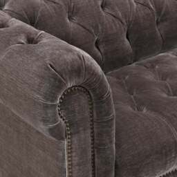 Delphine 4 Seater Sofa - 4 Seater Sofa Vintage Leather - Feet: 140mm Grey Oak With Castor / Studs: Antique Brass / VINTAGE V-1981 Saddle - thumbnail 6