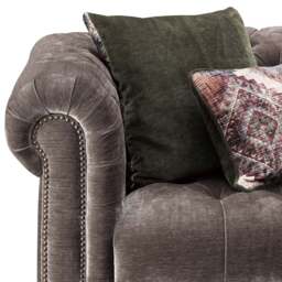 Delphine 4 Seater Sofa - 4 Seater Sofa Vintage Leather - Feet: 140mm Grey Oak With Castor / Studs: Antique Brass / VINTAGE V-1981 Saddle - thumbnail 4