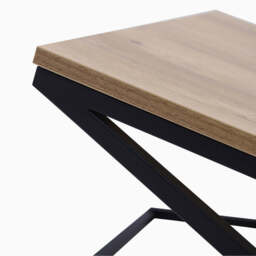 Indus Coffee Table - Coffee Table Oak Effect Top/Black Painted Metal Frame - thumbnail 6