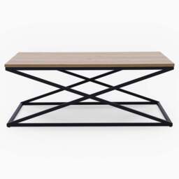Indus Coffee Table - Coffee Table Oak Effect Top/Black Painted Metal Frame - thumbnail 1