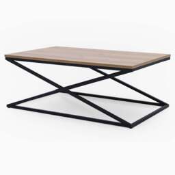 Indus Coffee Table - Coffee Table Oak Effect Top/Black Painted Metal Frame - thumbnail 2