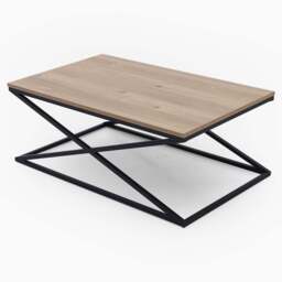 Indus Coffee Table - Coffee Table Oak Effect Top/Black Painted Metal Frame - thumbnail 4