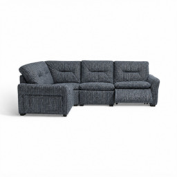 Lusso Corner Sofa - Combination 5 1.25 Corner Left  2.5 Power Fabric - Left Hand Facing - Power Recliner with Power Footrest and USB - FAB-LKV - 13 NAVY - thumbnail 1