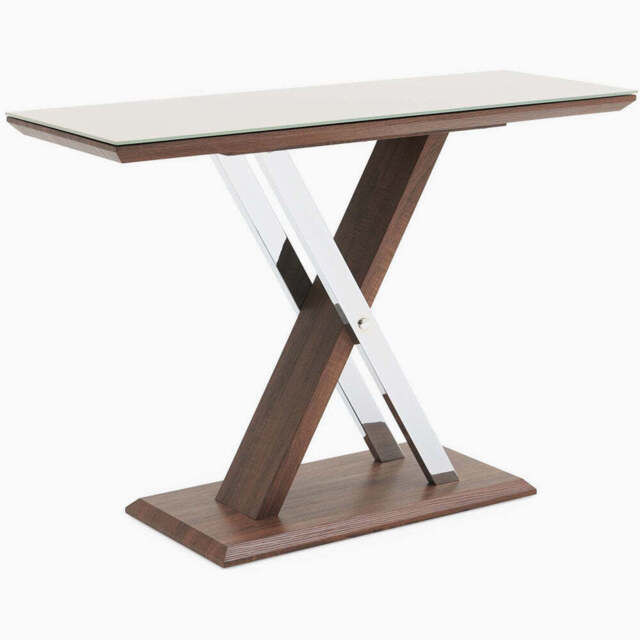 Cuba Console Table - Sofa Table Dark Wood / Chrome Leg - image 1