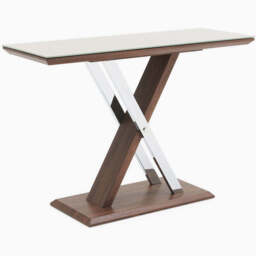 Cuba Console Table - Sofa Table Dark Wood / Chrome Leg - thumbnail 1