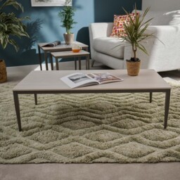 Phase Rectangular Coffee Table - Rectangular Coffee Table Latte Tones (Buwen) Matt Ceramic / Warm Brown Metal Frame - thumbnail 2