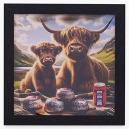 Highland Cow With Irn Bru Wall Art - Highland Cows With Irn Bru 40x40 - thumbnail 2