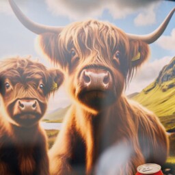 Highland Cow With Irn Bru Wall Art - Highland Cows With Irn Bru 40x40 - thumbnail 3