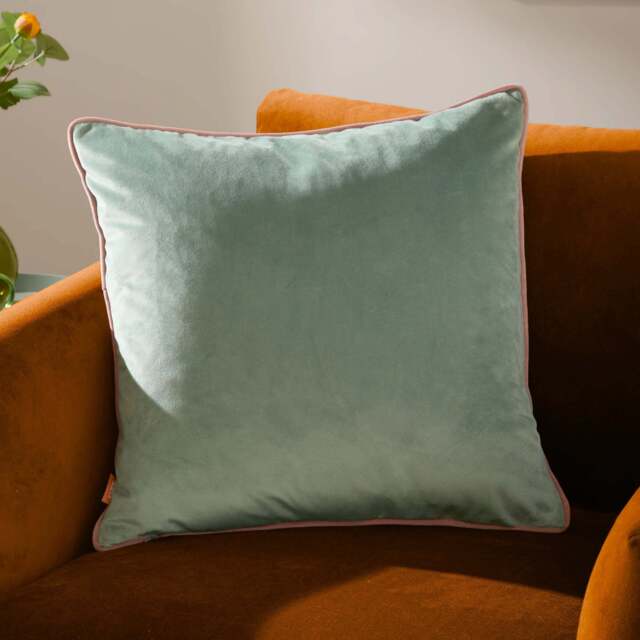 Meridian Green And Pink Square Cushion - Meridian 45CM Cushion Mineral & Blush - image 1