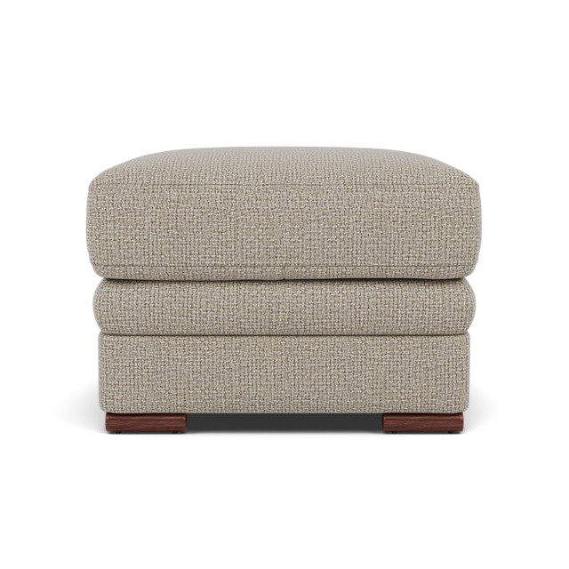 Gino Footstool - Footstool F8 - Hopsack Linen 70004 / Wooden Feet - image 1