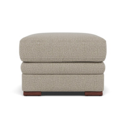 Gino Footstool - Footstool F8 - Hopsack Linen 70004 / Wooden Feet - thumbnail 1