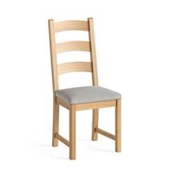 Navarre Pair of Beige Ladderback Dining Chairs - Ladder Dining Chair - Pair Oak / Beige Fabric - thumbnail 3