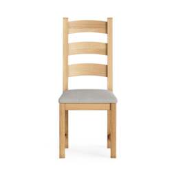 Navarre Pair of Beige Ladderback Dining Chairs - Ladder Dining Chair - Pair Oak / Beige Fabric - thumbnail 4