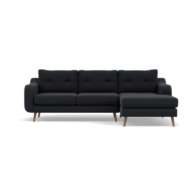 Phoebe Large Chaise Sofa - Large Chaise Sofa RHF Standard Back Grade B - Right Hand Facing - Plush Velvet Charcoal / Weathered Oak - image 1