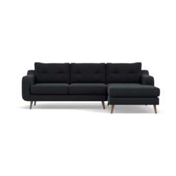 Phoebe Large Chaise Sofa - Large Chaise Sofa RHF Standard Back Grade B - Right Hand Facing - Plush Velvet Charcoal / Weathered Oak - thumbnail 1