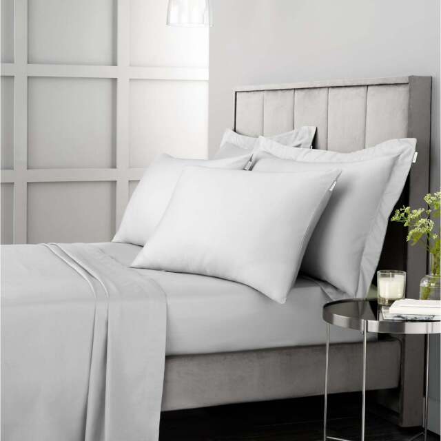 Bianca Sateen Grey Fitted Bed Sheet - 400TC Sateen Dove Grey Single Sheet - Single - image 1
