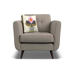 Orla Kiely Ivy Armchair - Armchair House Plain - Blythe Oatmeal / Deco Flower / Weathered Oak Feet - thumbnail 1