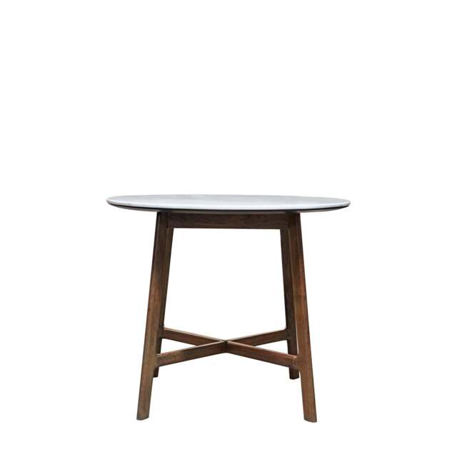 Barcelona Round Dining Table - Dining Table Round 90cm Dark Wood / Marble - image 1