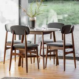 Barcelona Round Dining Table - Dining Table Round 90cm Dark Wood / Marble - thumbnail 2
