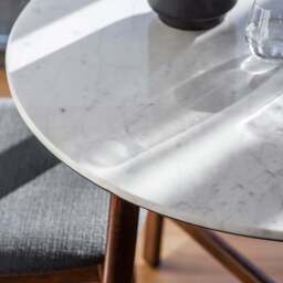 Barcelona Round Dining Table - Dining Table Round 90cm Dark Wood / Marble - thumbnail 3
