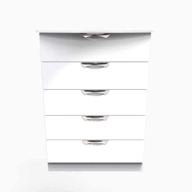Colton 5 Drawer Chest - 5 Drawer Chest - WGW - White Gloss & White - image 1