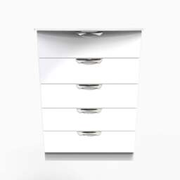 Colton 5 Drawer Chest - 5 Drawer Chest - WGW - White Gloss & White - thumbnail 1