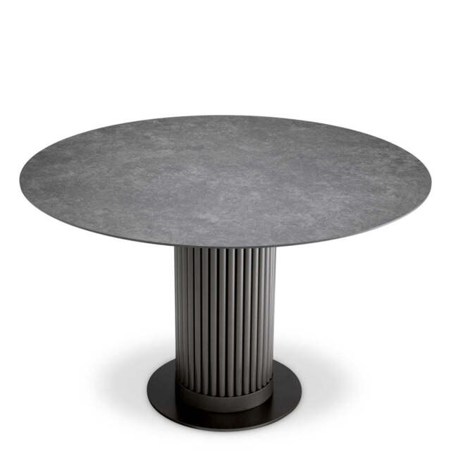 Eichholtz Volterra Round Dining Table Bronze Finish Grey Ceramic Top - Round Dining Table Bronze Finish Grey Ceramic Top - image 1