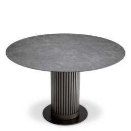 Eichholtz Volterra Round Dining Table Bronze Finish  Grey Ceramic Top - Round Dining Table Bronze Finish  Grey Ceramic Top - thumbnail 1