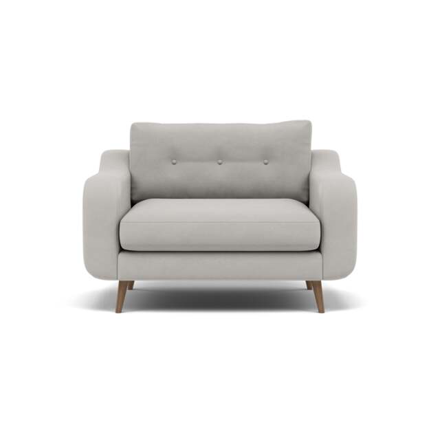 Phoebe Loveseat - Snuggler Chair Grade B - Plush Velvet Silver / Weathered Oak - image 1