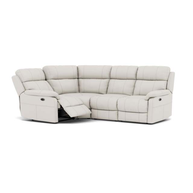 Fara Small Corner Recliner Sofa - Combination 4 1 Corner 2 with 2 Power Recliners Cat 25S - Left Hand Facing - Power Recliner with USB - NCS-744D STAR WHITE - image 1
