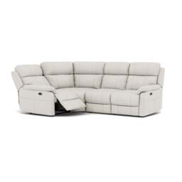 Fara Small Corner Recliner Sofa - Combination 4 1 Corner 2 with 2 Power Recliners Cat 25S - Left Hand Facing - Power Recliner with USB - NCS-744D STAR WHITE - thumbnail 1