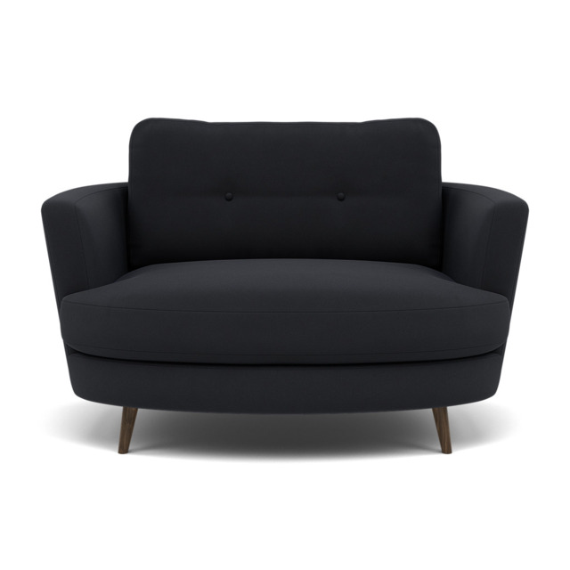 Phoebe Oval Loveseat - Oval Cuddler Grade B - Plush Velvet Charcoal / American Walnut - image 1