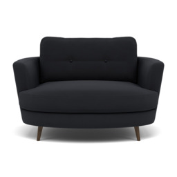 Phoebe Oval Loveseat - Oval Cuddler Grade B - Plush Velvet Charcoal / American Walnut - thumbnail 1